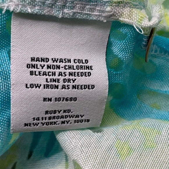 Ruby Rd Fav 3/4‎ Sleeve Button Front Burnout Shirt Teal Yellow White Floral 10 - Picture 5 of 7
